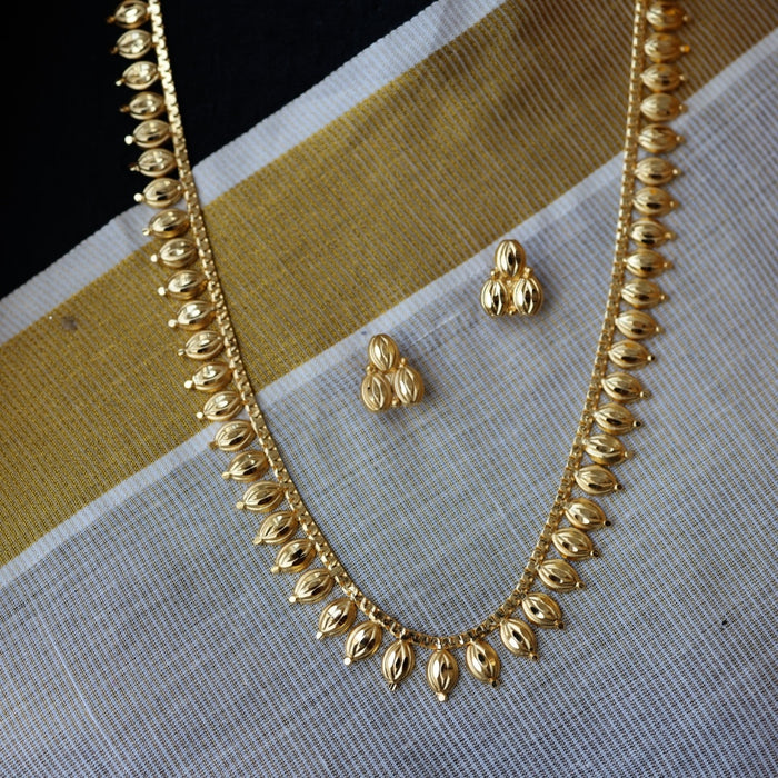 Heritage gold plated simple long necklace with earrings HL989