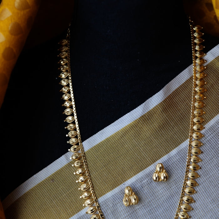 Heritage gold plated simple long necklace with earrings HL989