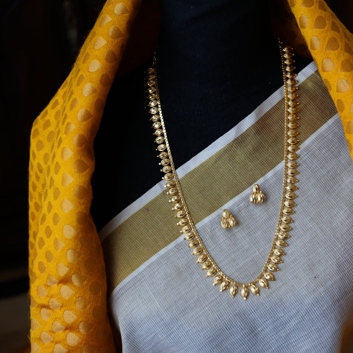 Heritage gold plated simple long necklace with earrings HL989
