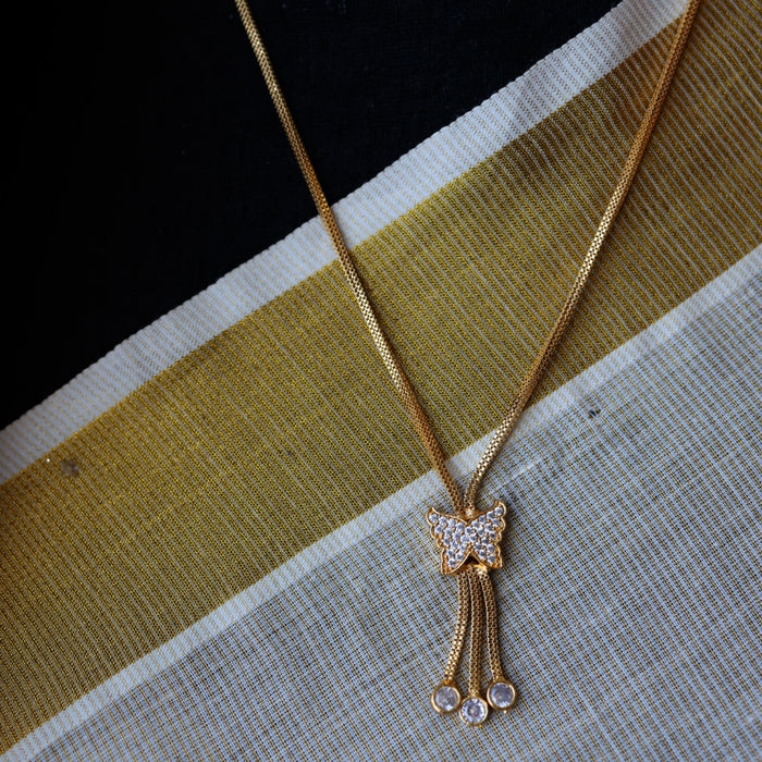Heritage gold plated long chain with pendant 16425