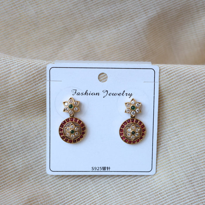 Antique ruby white stone studd earrings  AS0046