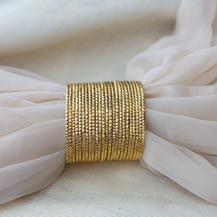 Heritage gold plated white stone bangle HB6521 (Set of 12 bangles)