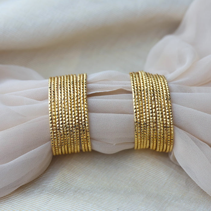 Heritage gold plated white stone bangle HB6521 (Set of 12 bangles)