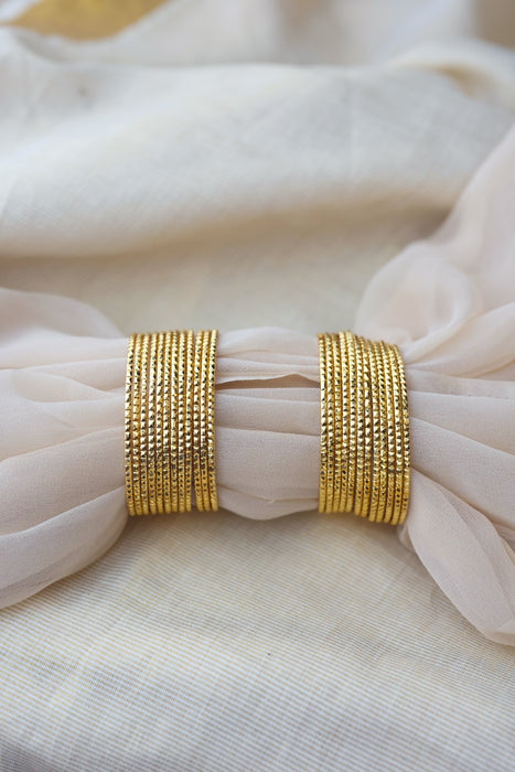 Heritage gold plated white stone bangle HB6521 (Set of 12 bangles)