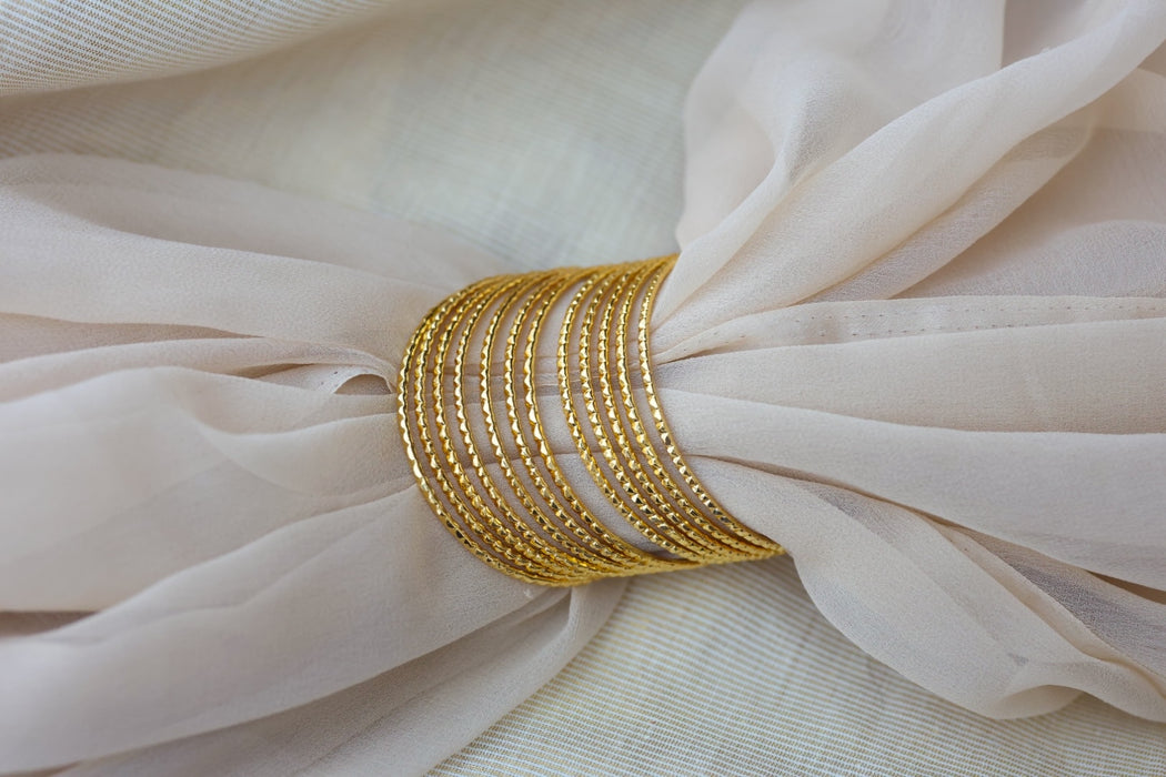 Heritage gold plated white stone bangle HB6521 (Set of 12 bangles)