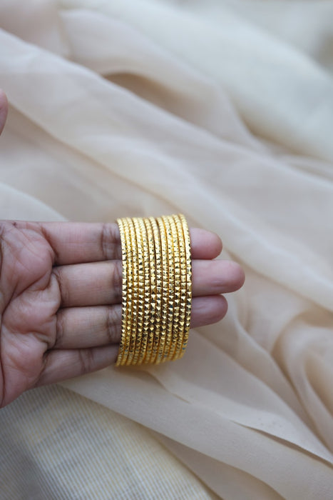Heritage gold plated white stone bangle HB6521 (Set of 12 bangles)