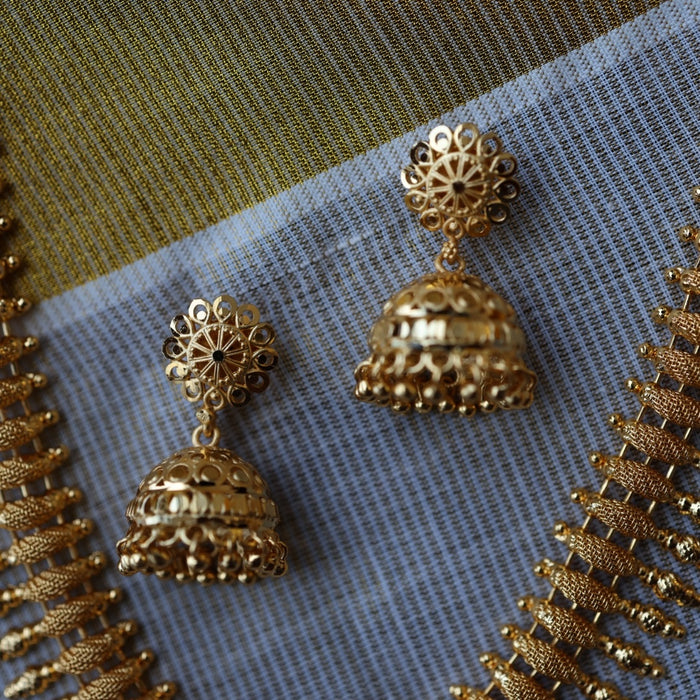 Heritage gold plated long and short necklace with earrings HL9811