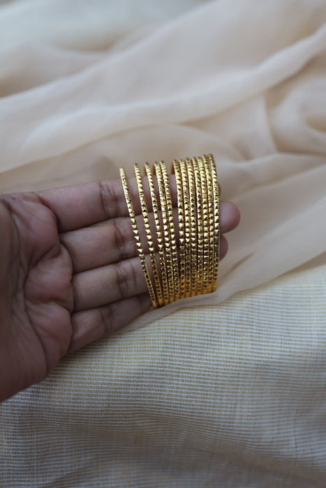 Heritage gold plated white stone bangle HB6521 (Set of 12 bangles)