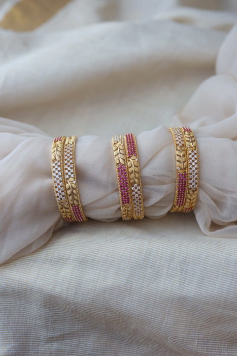 Heritage gold plated white stone bangle HB6963