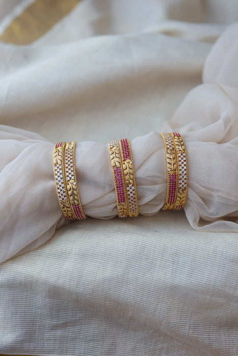 Heritage gold plated white stone bangle HB6963