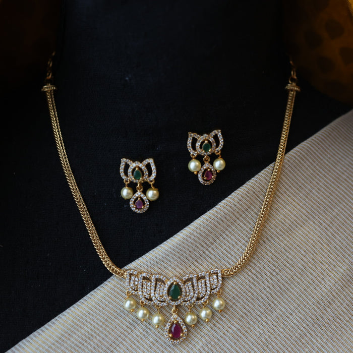 Antique simple short necklace with earrings TTS45329