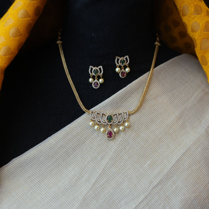 Antique simple short necklace with earrings TTS45329