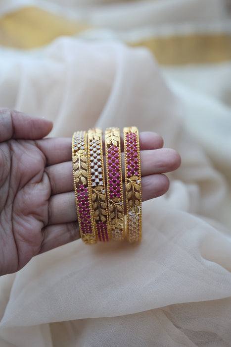 Heritage gold plated white stone bangle HB6963