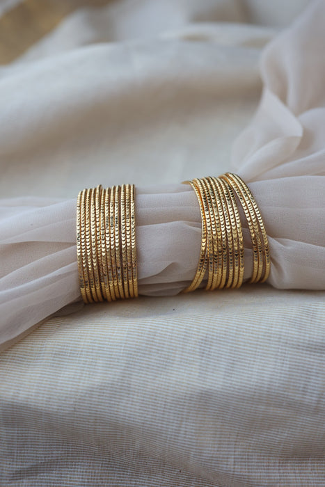 Heritage gold plated white stone bangle HB652133 (Set of 12 bangles)
