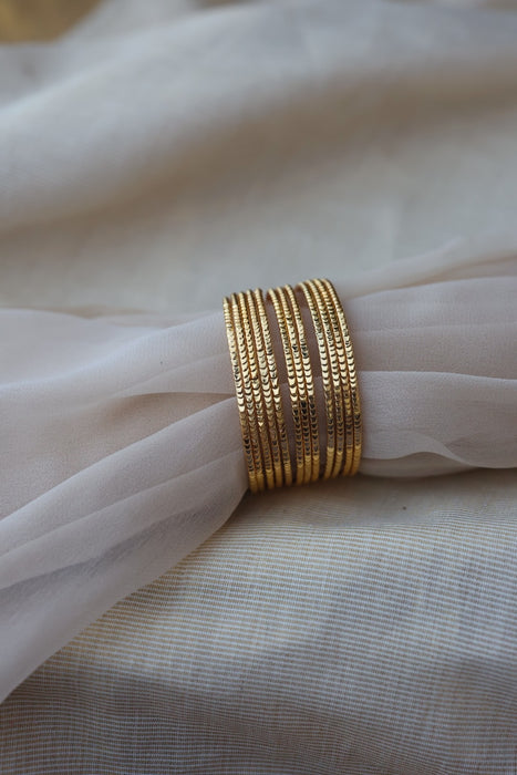 Heritage gold plated white stone bangle HB652133 (Set of 12 bangles)
