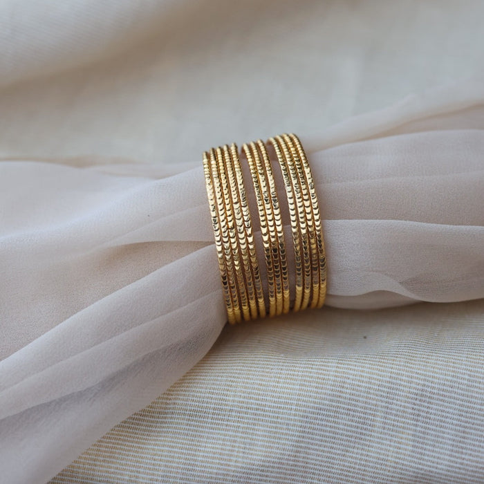 Heritage gold plated white stone bangle HB652133 (Set of 12 bangles)