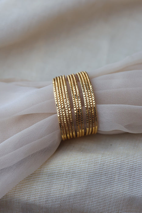 Heritage gold plated white stone bangle HB652133 (Set of 12 bangles)