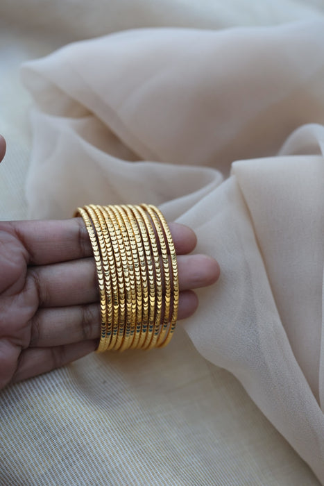 Heritage gold plated white stone bangle HB652133 (Set of 12 bangles)