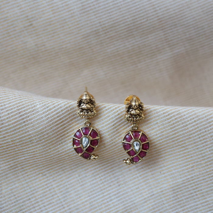 Antique ruby stone drop earrings AD034