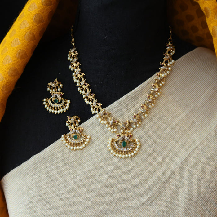Antique simple short necklace with earrings TTS4081