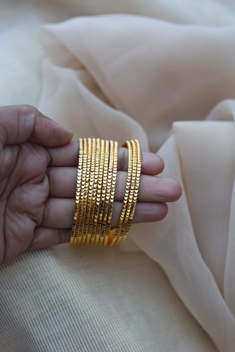 Heritage gold plated white stone bangle HB652133 (Set of 12 bangles)