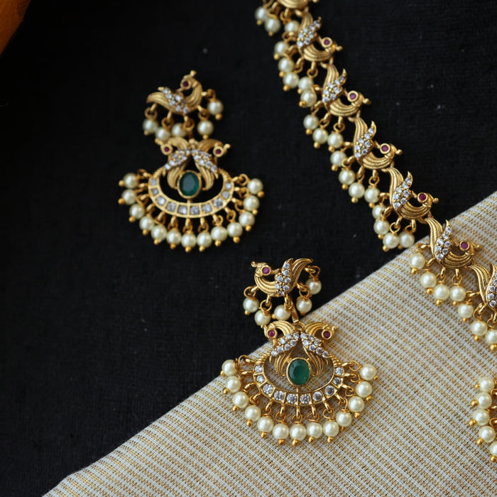 Antique simple short necklace with earrings TTS4081