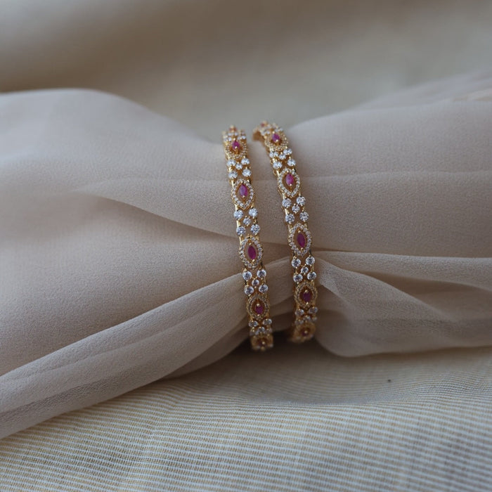 Heritage gold plated white stone bangle HB6900 (Set of 2 bangles)