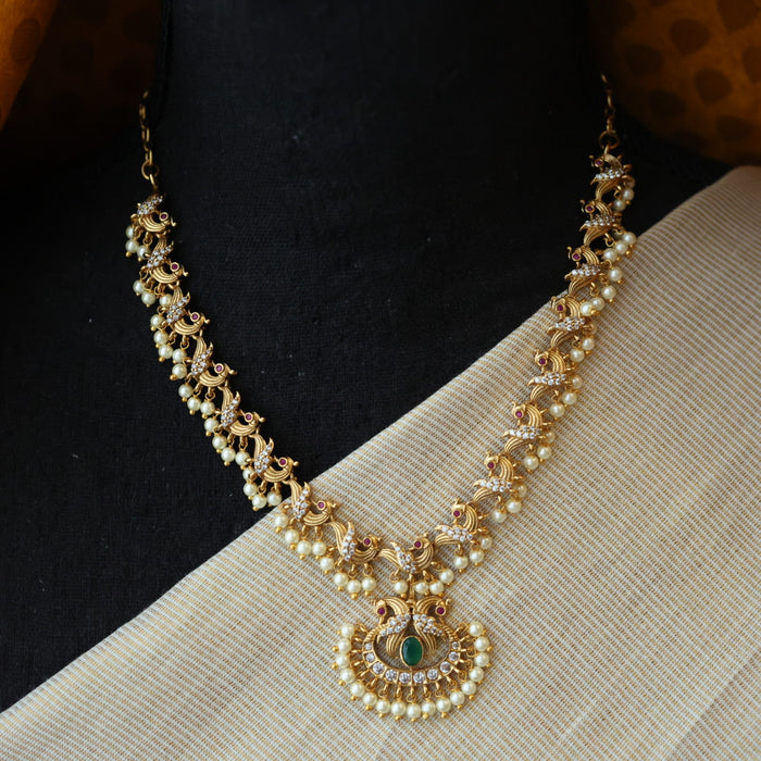Antique simple short necklace with earrings TTS4081