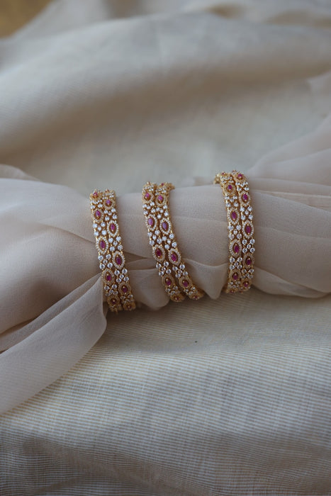 Heritage gold plated white stone bangle HB6900 (Set of 2 bangles)