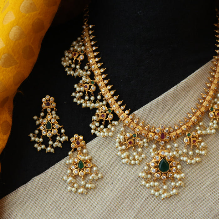 Antique pearl short necklace with earrings SS112311