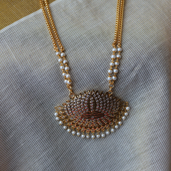 Heritage gold plated padakam long chain with earrings HP4500