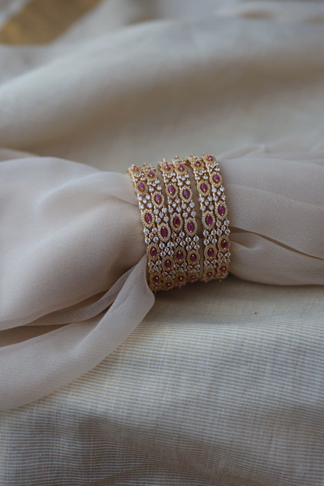 Heritage gold plated white stone bangle HB6900 (Set of 2 bangles)
