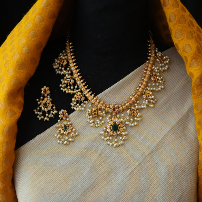 Antique pearl short necklace with earrings SS112311