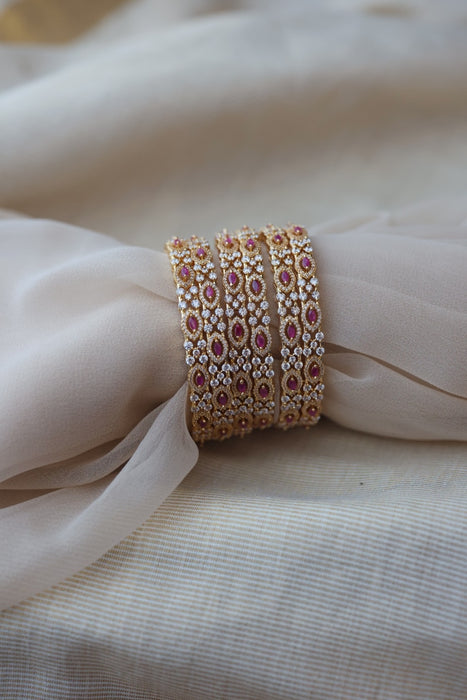 Heritage gold plated white stone bangle HB6900 (Set of 2 bangles)