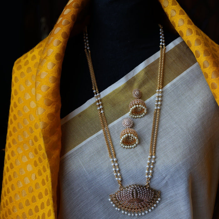 Heritage gold plated padakam long chain with earrings HP4500