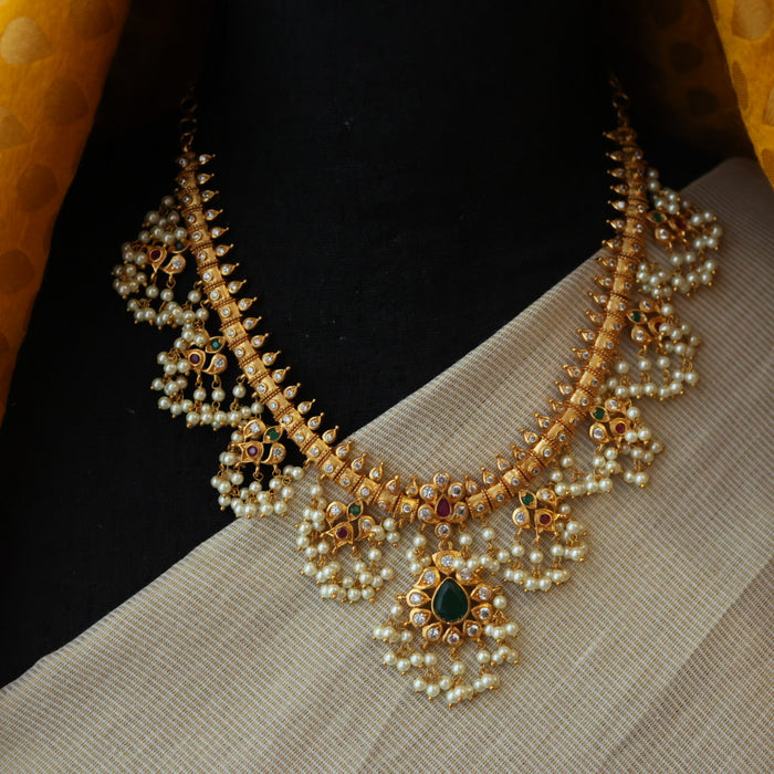 Antique pearl short necklace with earrings SS112311