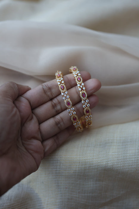 Heritage gold plated white stone bangle HB6900 (Set of 2 bangles)