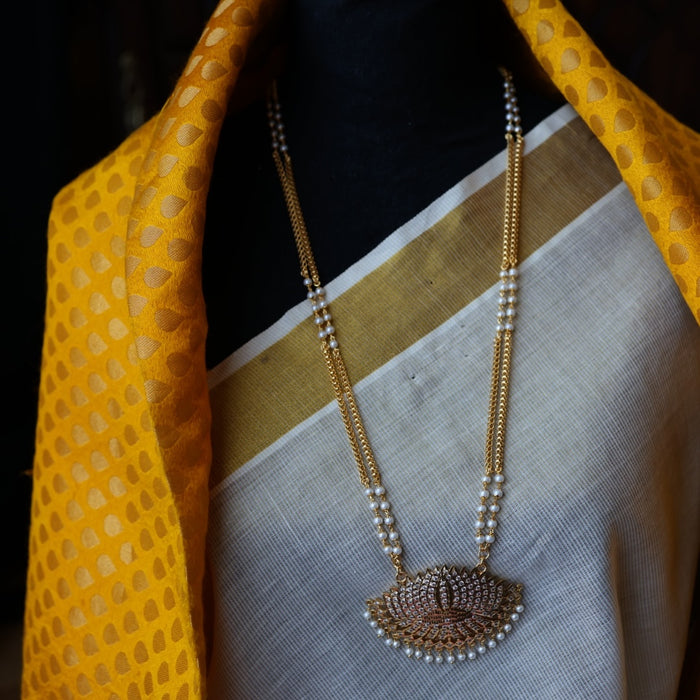 Heritage gold plated padakam long chain with earrings HP4500