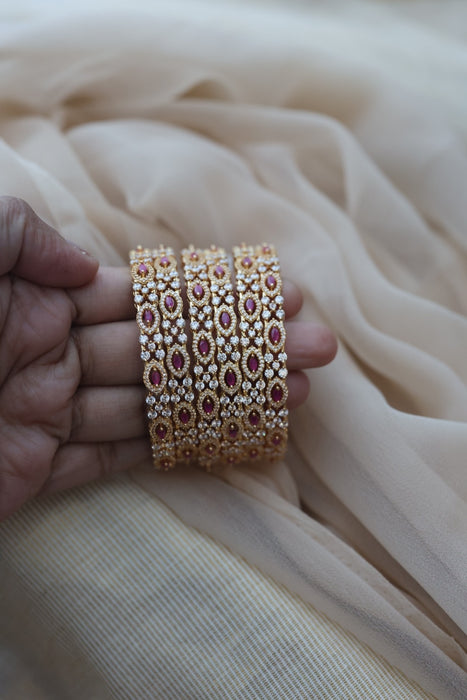Heritage gold plated white stone bangle HB6900 (Set of 2 bangles)