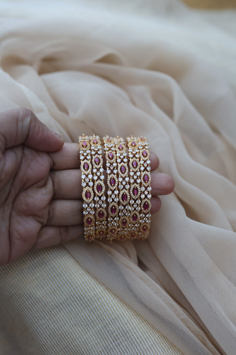 Heritage gold plated white stone bangle HB6900 (Set of 2 bangles)