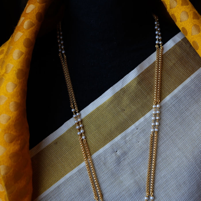 Heritage gold plated padakam long chain with earrings HP4500