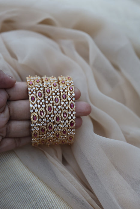 Heritage gold plated white stone bangle HB6900 (Set of 2 bangles)