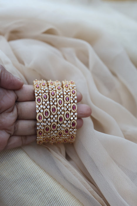 Heritage gold plated white stone bangle HB6900 (Set of 2 bangles)