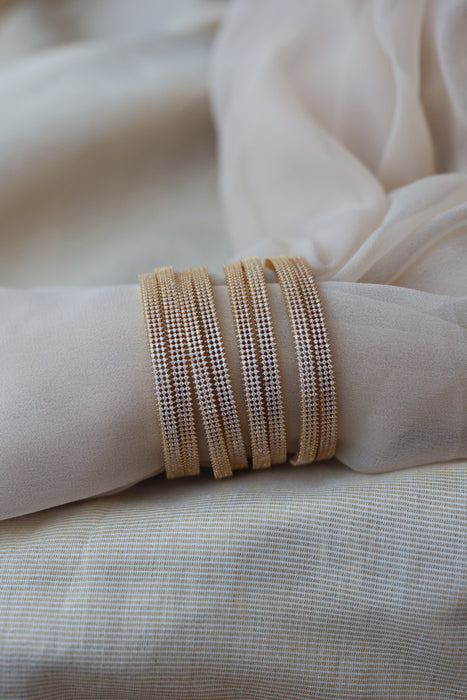 Heritage gold plated white stone bangle HB34212 (Set of 2 bangles)