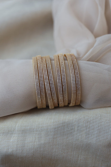 Heritage gold plated white stone bangle HB34212 (Set of 2 bangles)