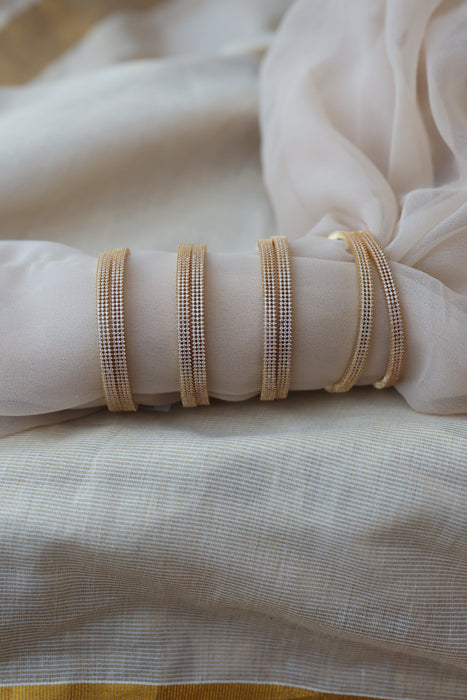 Heritage gold plated white stone bangle HB34212 (Set of 2 bangles)