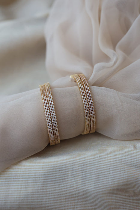 Heritage gold plated white stone bangle HB34212 (Set of 2 bangles)