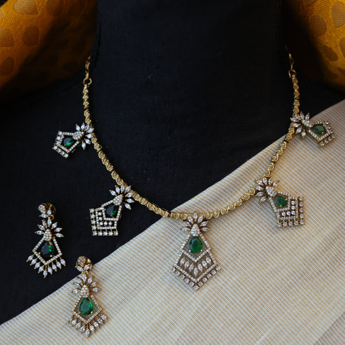 Antique designer short necklace with earrings SS11081