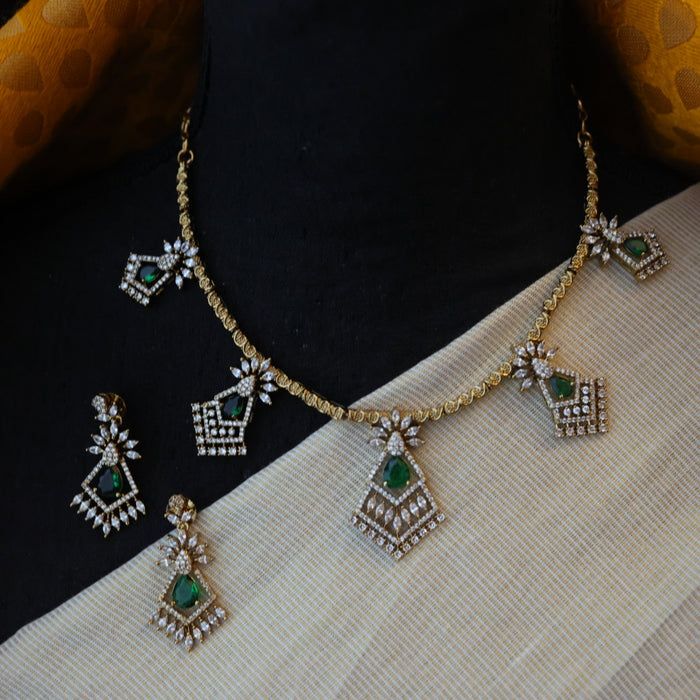 Antique designer short necklace with earrings SS11081