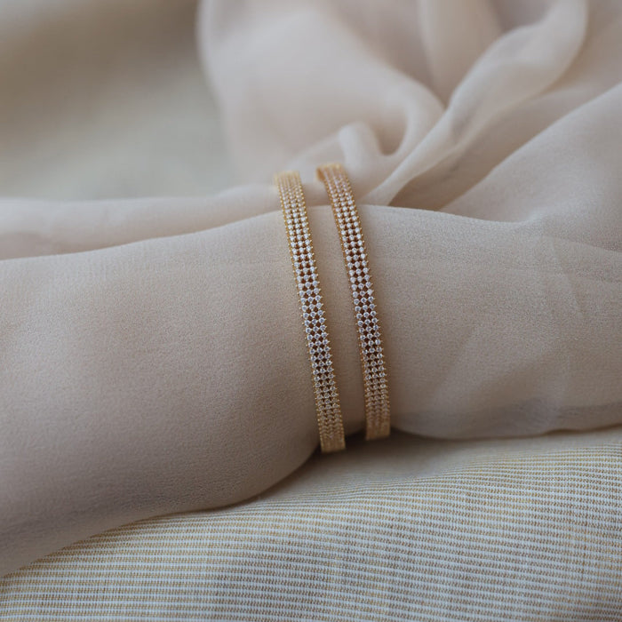 Heritage gold plated white stone bangle HB34212 (Set of 2 bangles)